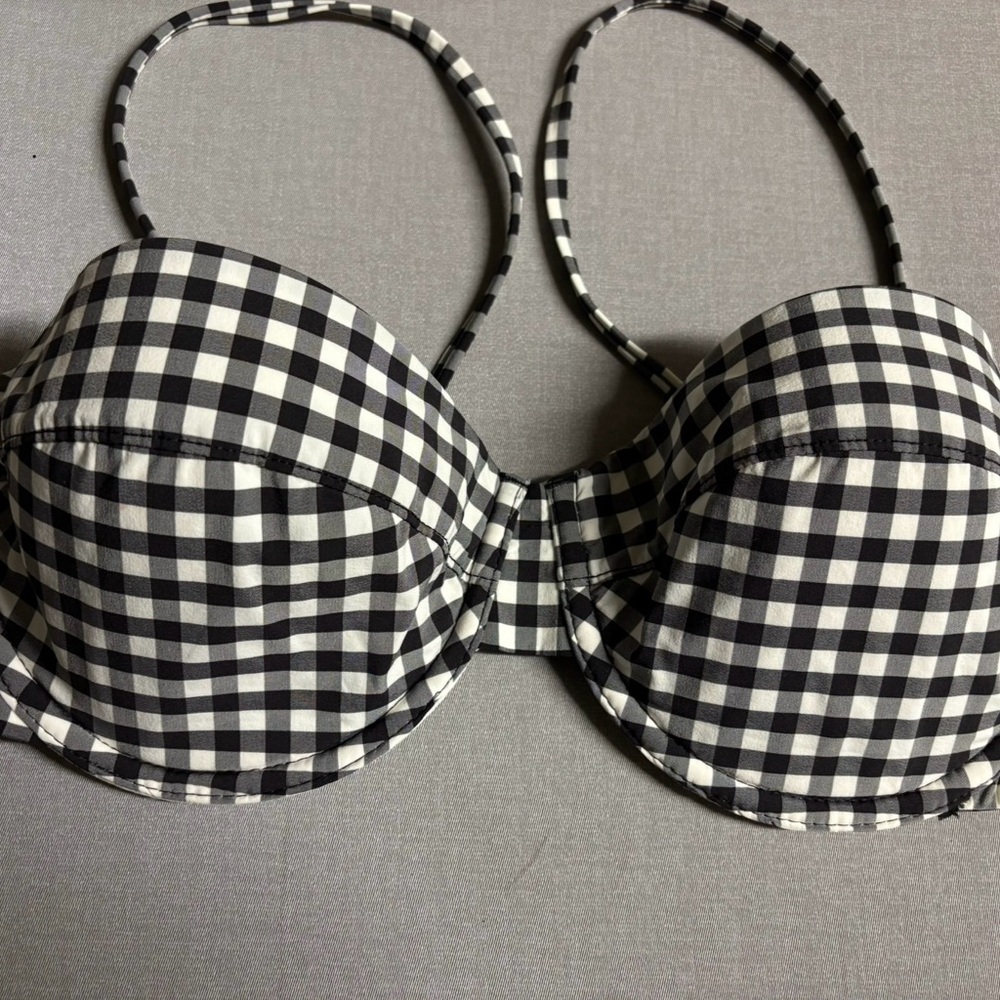 J. Crew Black and White Checkered Bra top the bikini